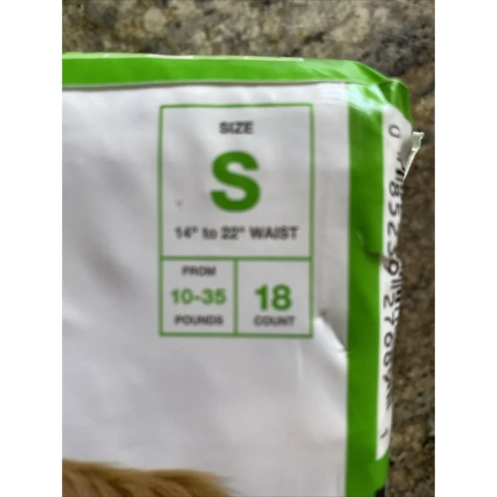 Disposable Dog Diapers Sz S 10-35lbs 14-22in Waist 18 Count Wetness Indicator
